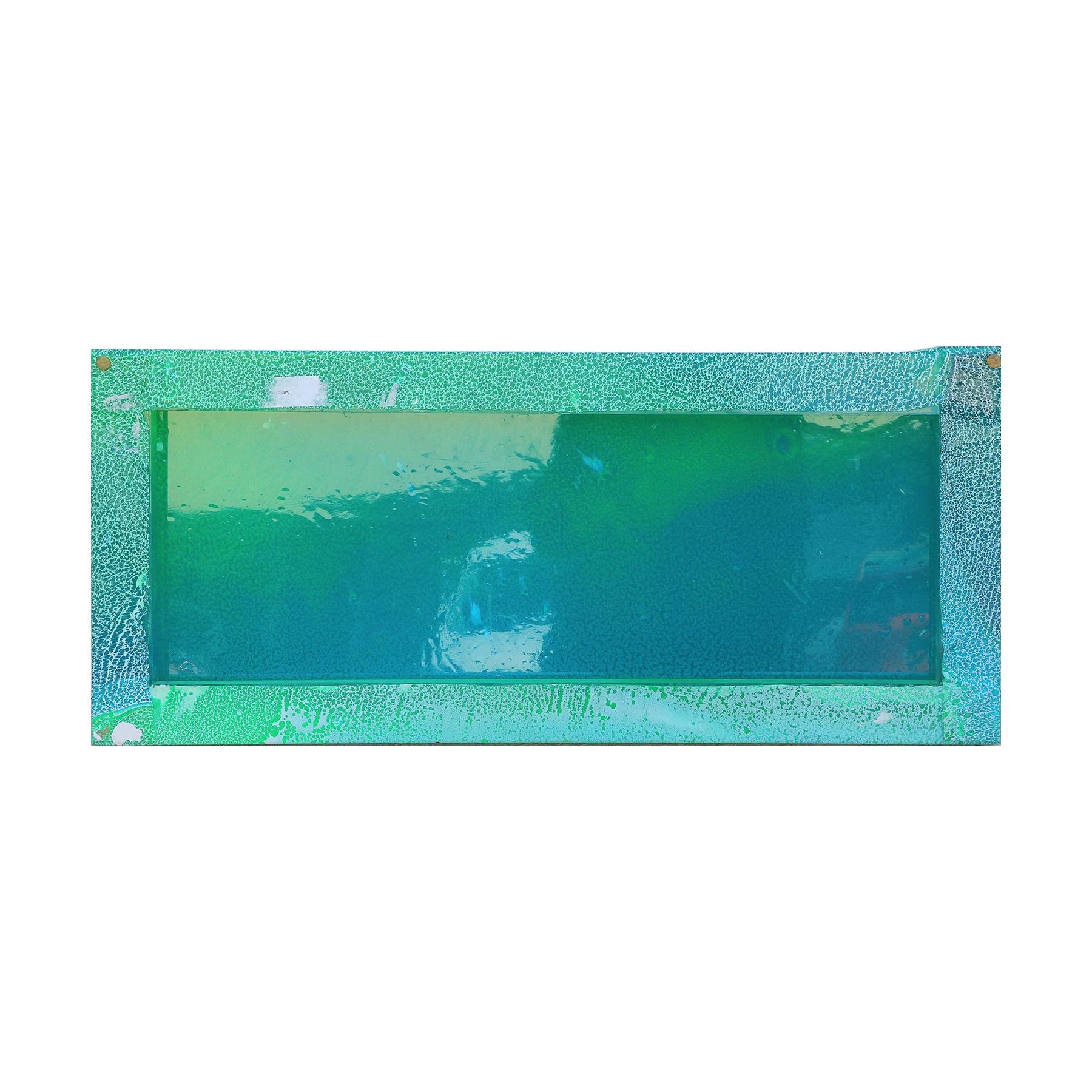 Abstract Mixed Media Blue and Green Resin Piece For Sale 2