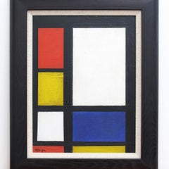 Abstrait de lignes et de couleurs II" École allemande (vers les années 1960)