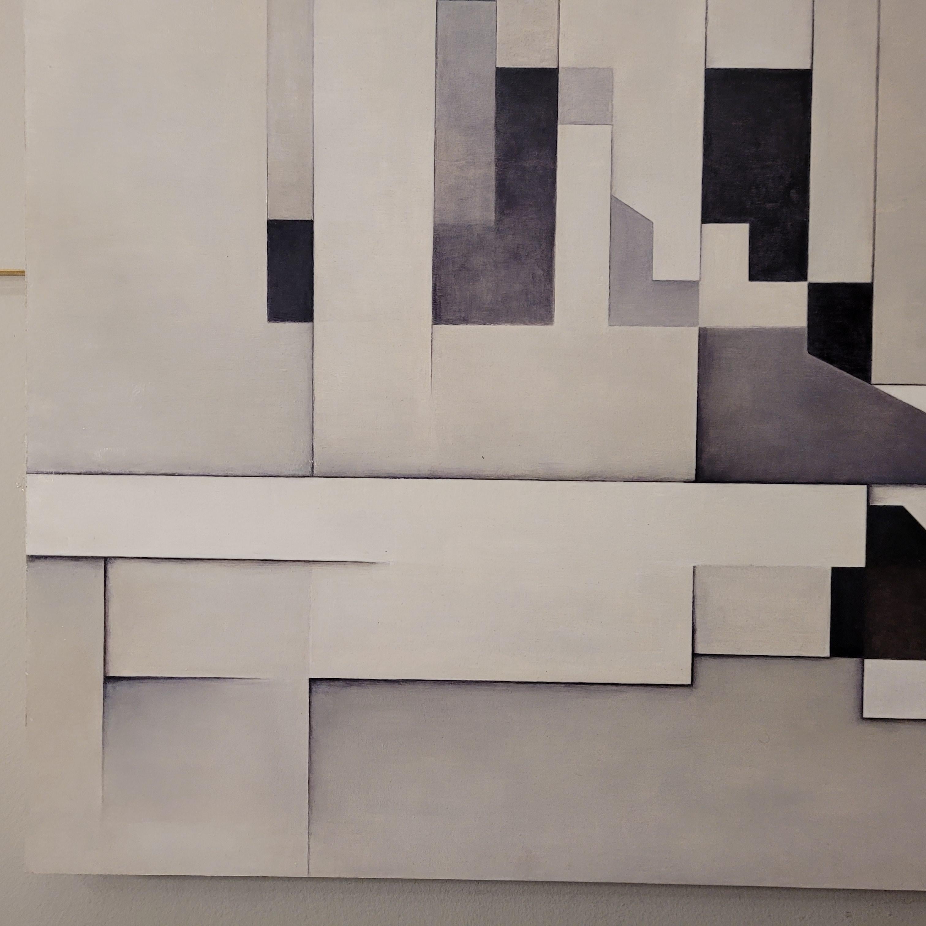 Abstrakt Öl auf Karton schwarz und weiß Der Riss Julio Sendino 2016 (Braun), Abstract Painting, von Unknown