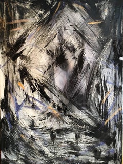 Abstract Horse Oil Painting Black and Gold Expressionist Canvas French School