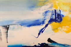 Abstract Original Acrylic On Canvas "Blue, Yellow And White"