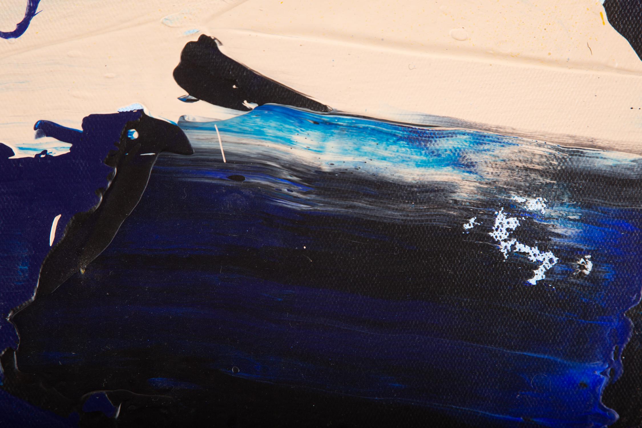 Abstraktes Original-Acryl auf Leinwand „Blau, Gelb und Weiß“ im Angebot 1