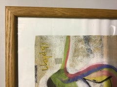 abstract  painting on paper mid century modern browns organic