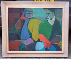Abstract Painting "The Indestructibles" Industrial Workers Dated 1949