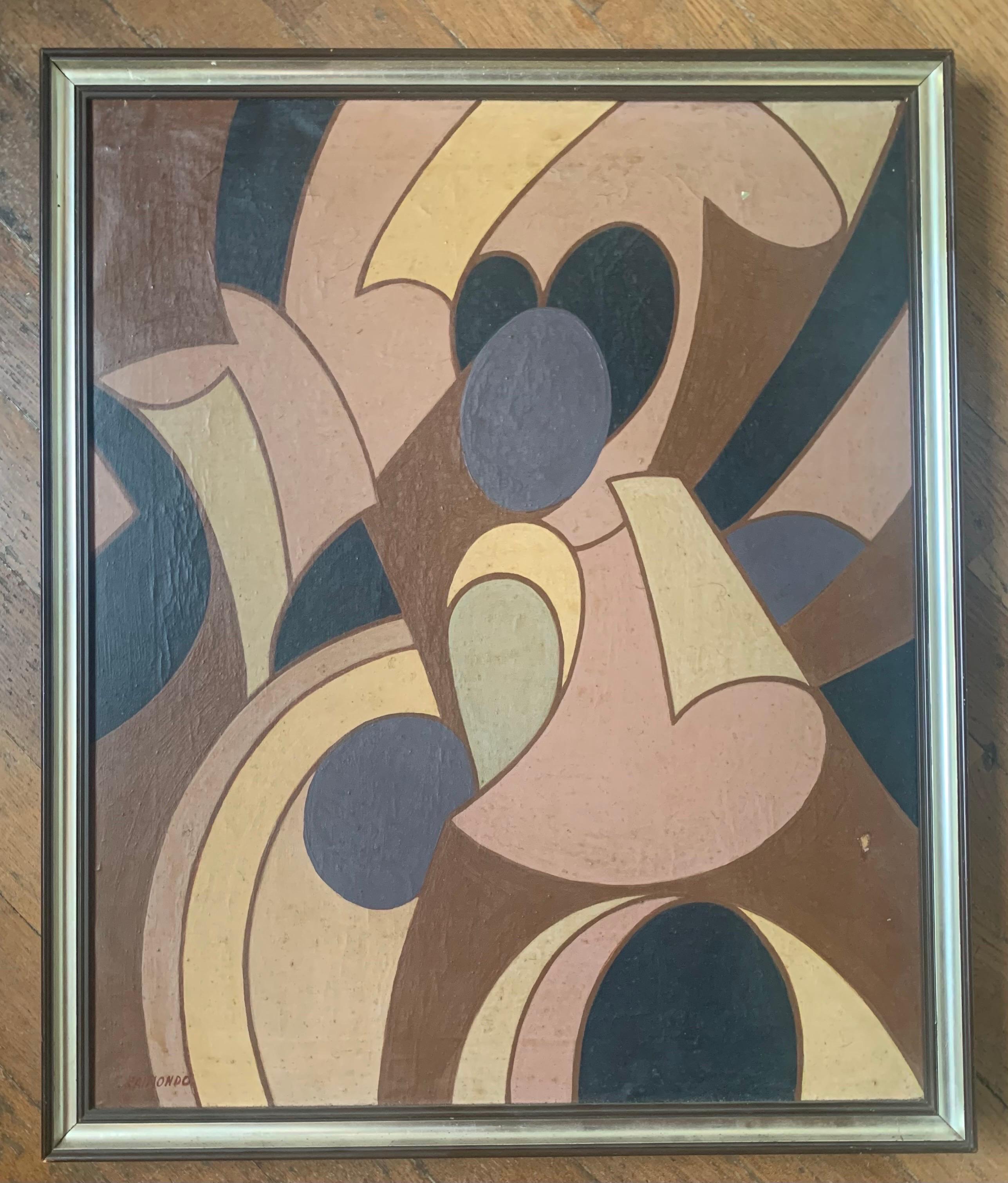 Abstract Painting With Rolled painter's Canvases. 1970.  Signed F. Raimondo For Sale 1