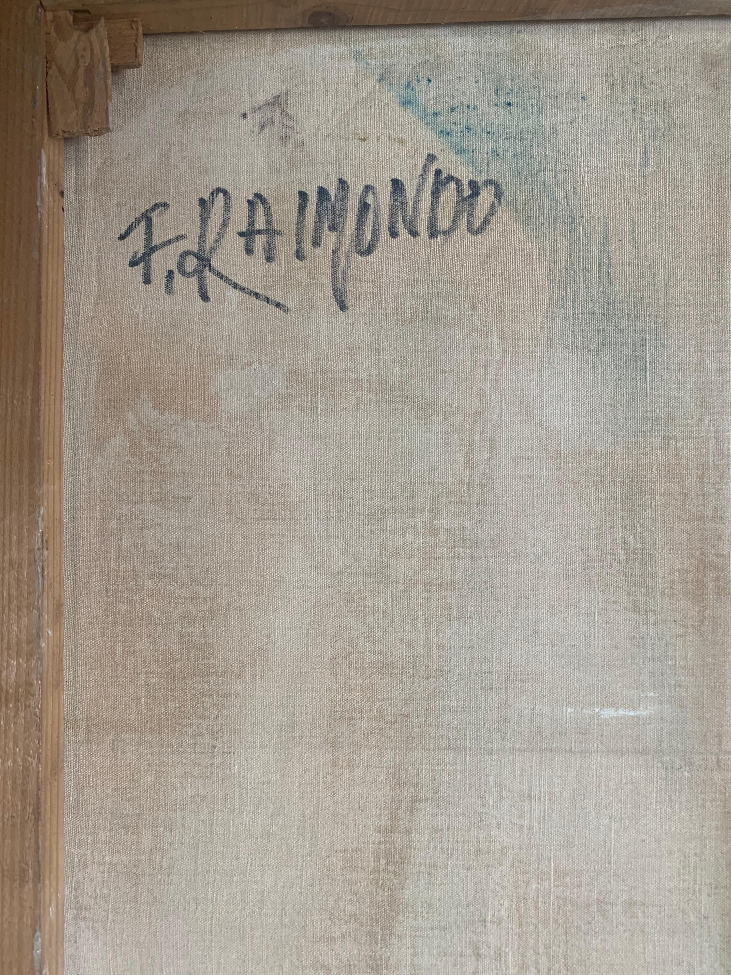 Abstract Painting With Rolled painter's Canvases. 1970.  Signed F. Raimondo For Sale 3