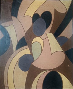 Peinture abstraite avec des toiles de peintre roulées. 1970.  Signé F. Raimondo