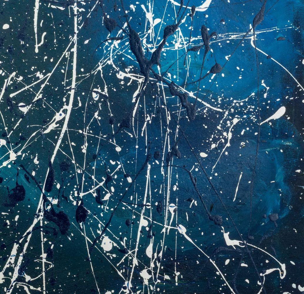 Abstract Splatter Composition - Blue Abstract Painting by Unknown