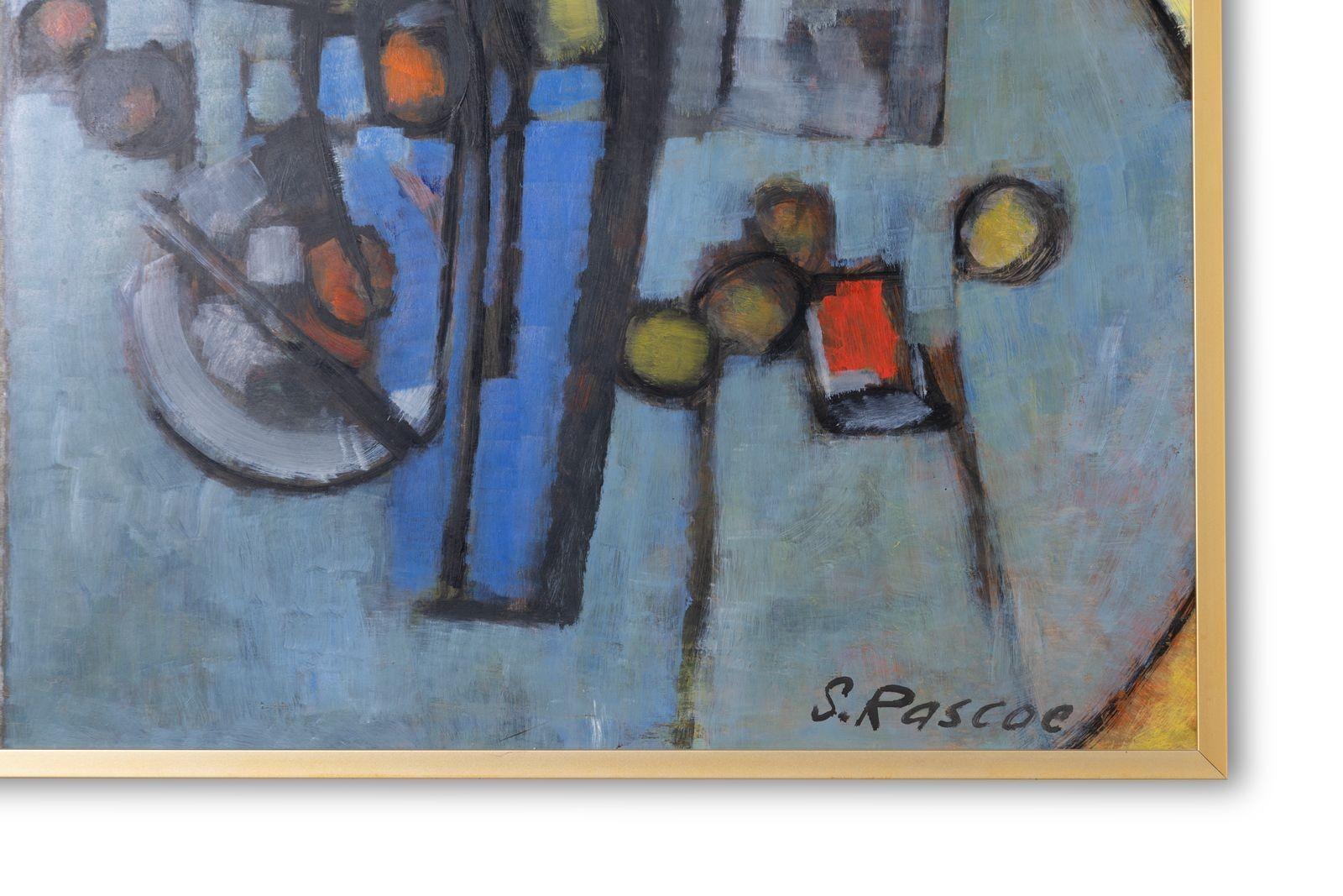 Abstract Still Life, Oil on Board by Stephen Thomas Rascoe - Gray Still-Life Painting by Unknown