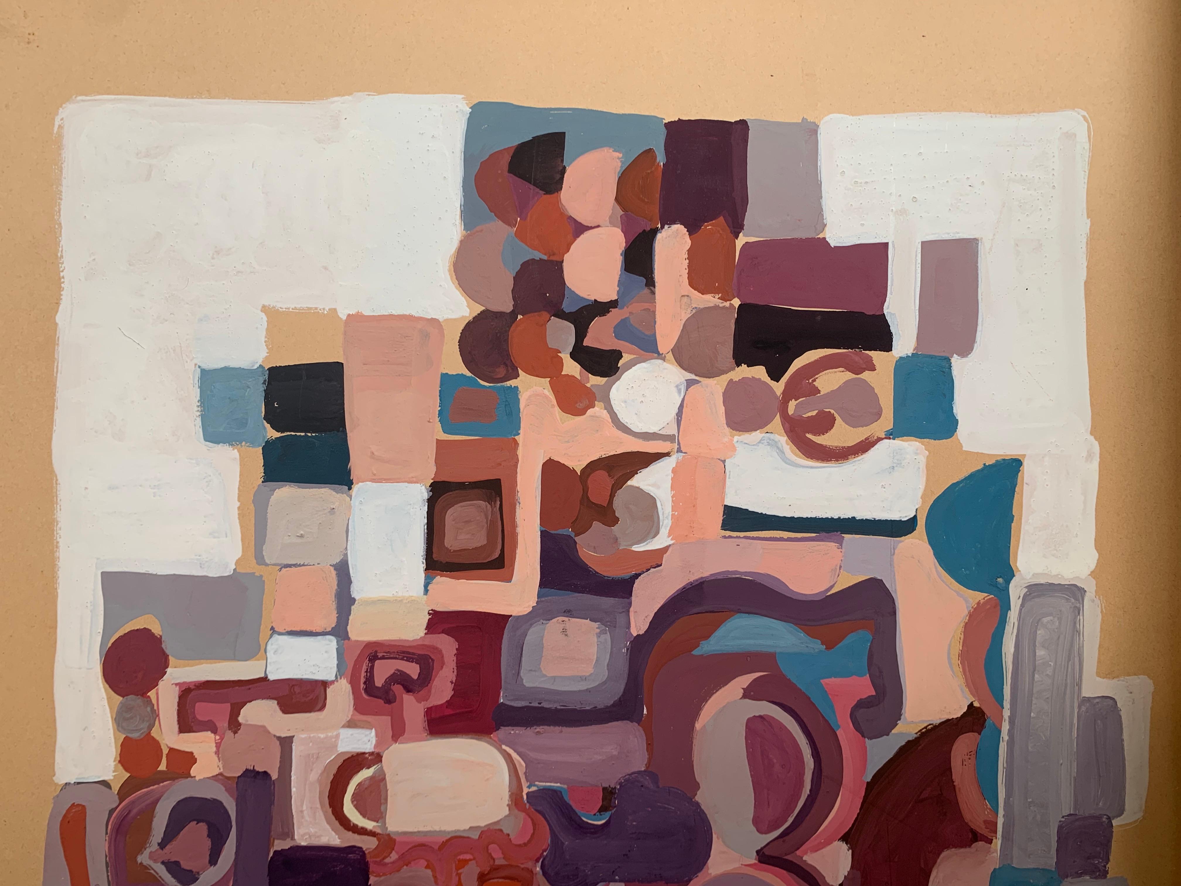 Paesaggio urbano astratto. 1970 circa - Painting di Unknown
