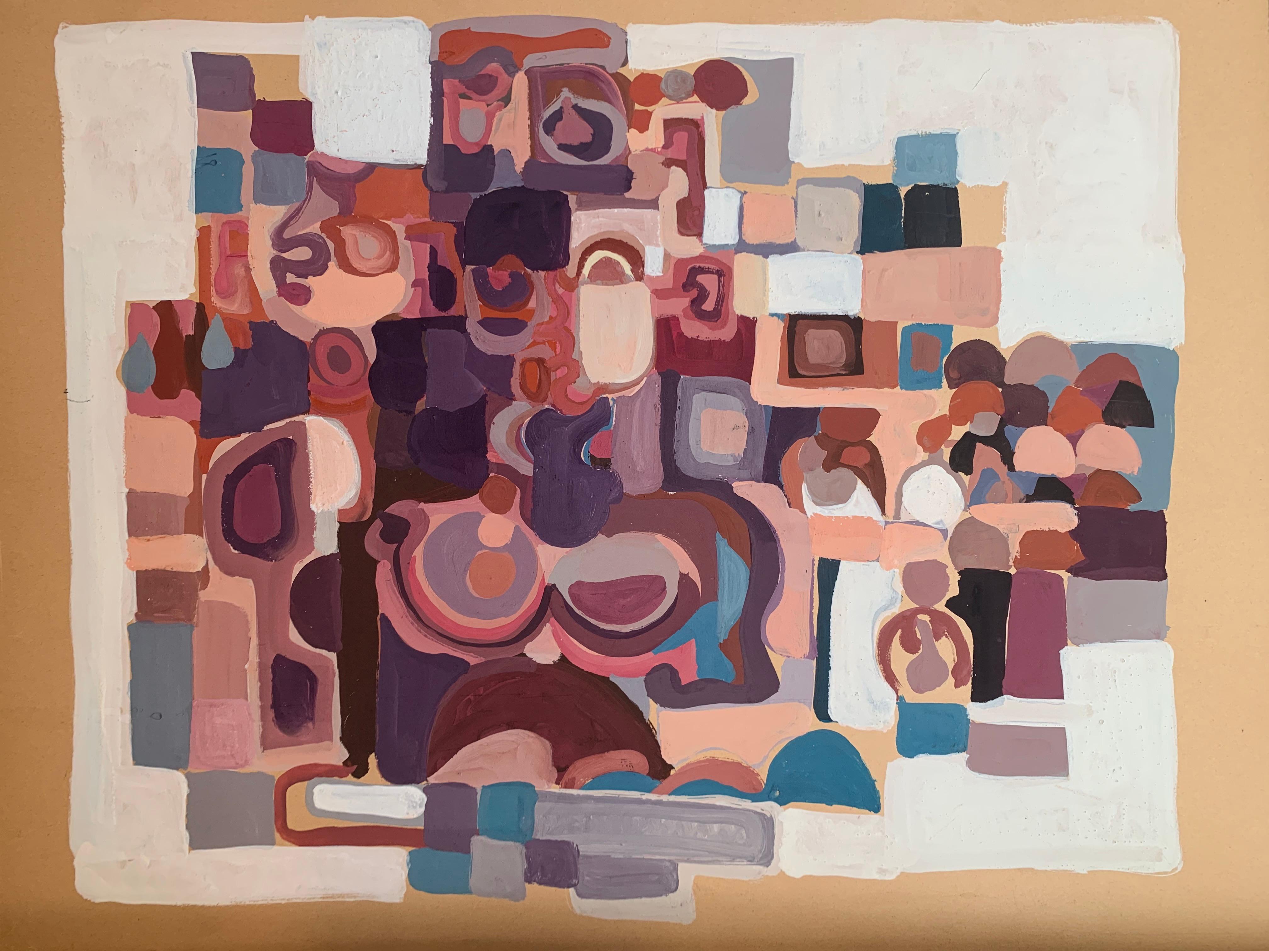 Paesaggio urbano astratto. 1970 circa - Painting Astrattismo geometrico di Unknown