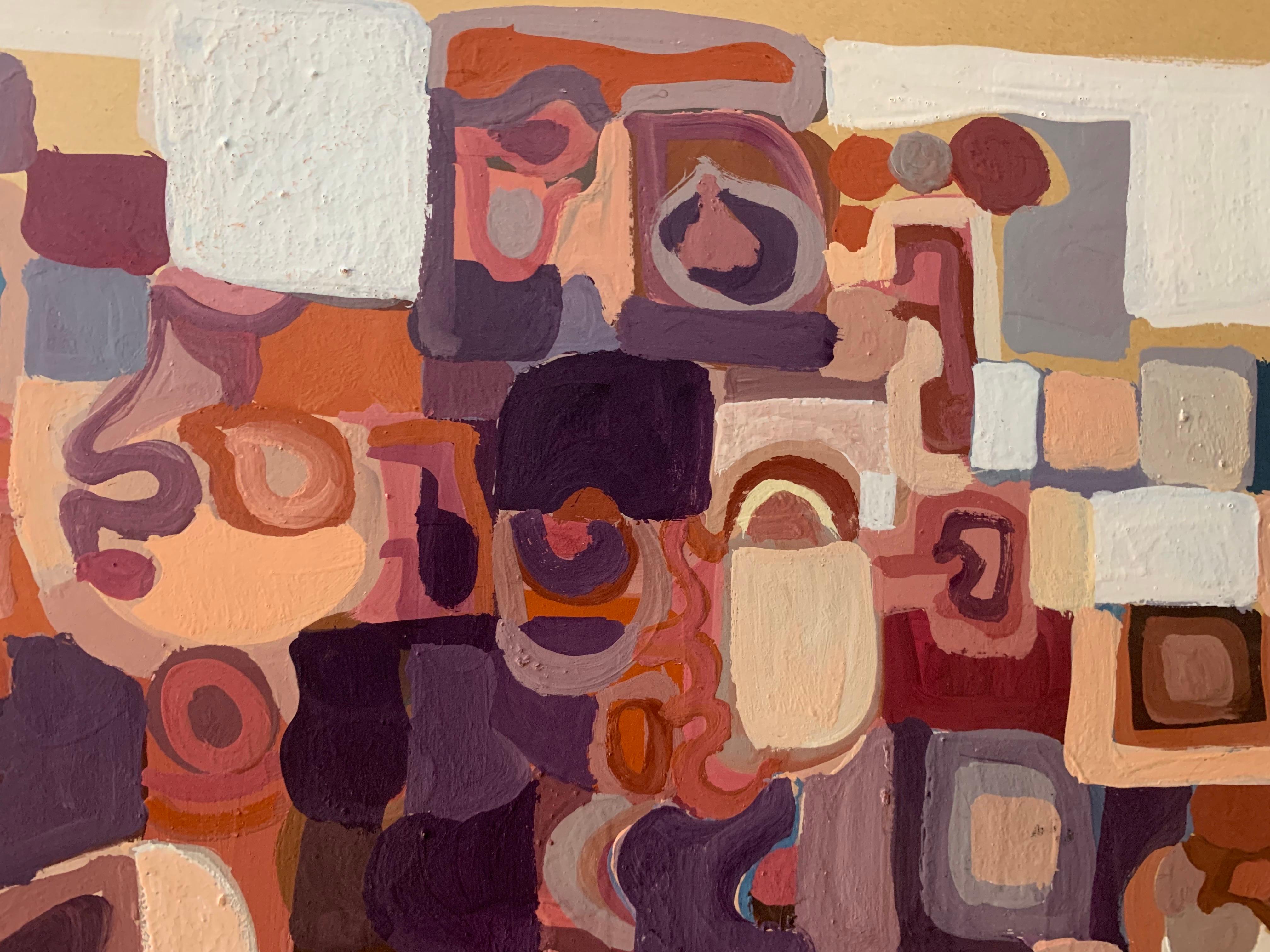 Paesaggio urbano astratto. 1970 circa - Landscape Painting Marrone di Unknown
