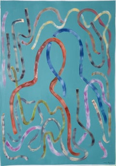 "Abstracted Couple Kissing", Acrylic on Paper, 100x70 cm, Figurative, Abstract