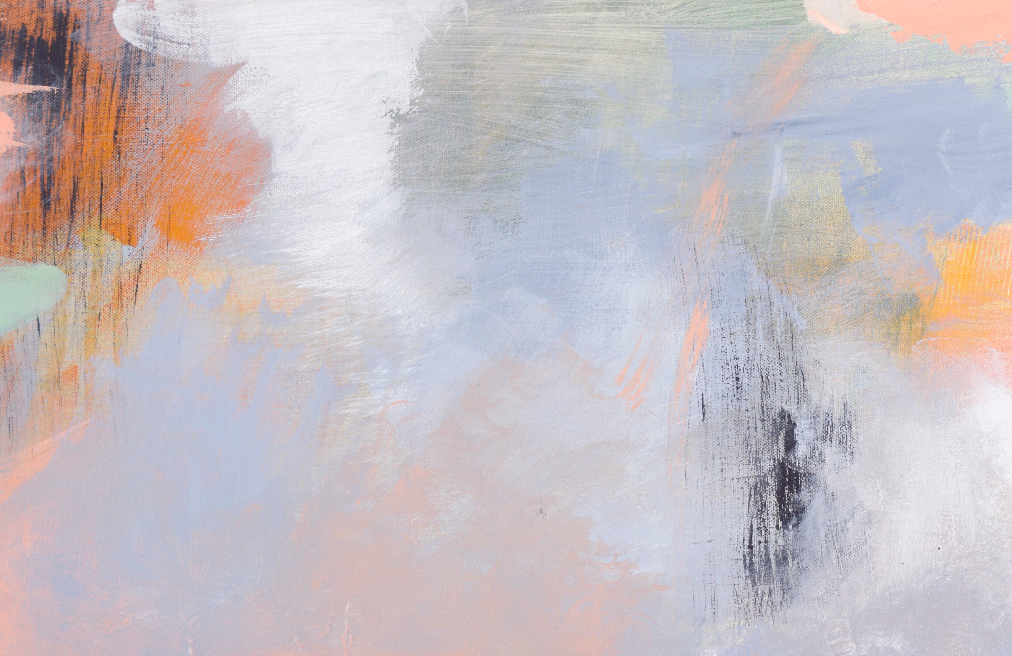 Abstrakte vertikale Landschaft in Acryl auf Leinwand (Abstrakter Impressionismus), Painting, von Unknown