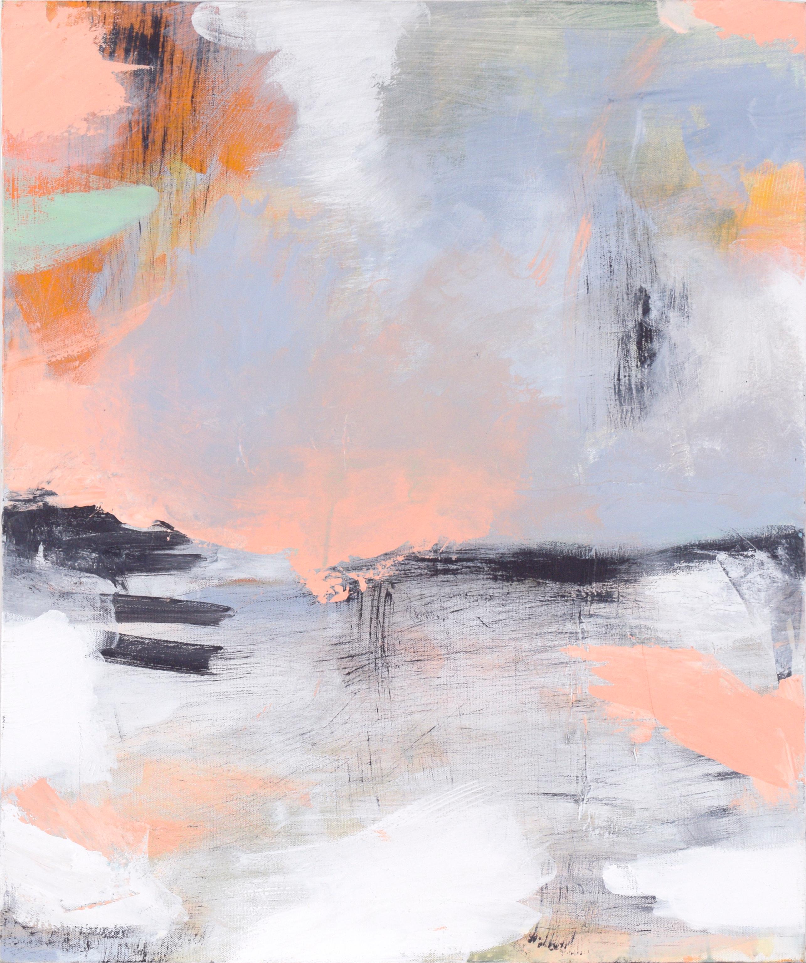 Unknown Landscape Painting – Abstrakte vertikale Landschaft in Acryl auf Leinwand