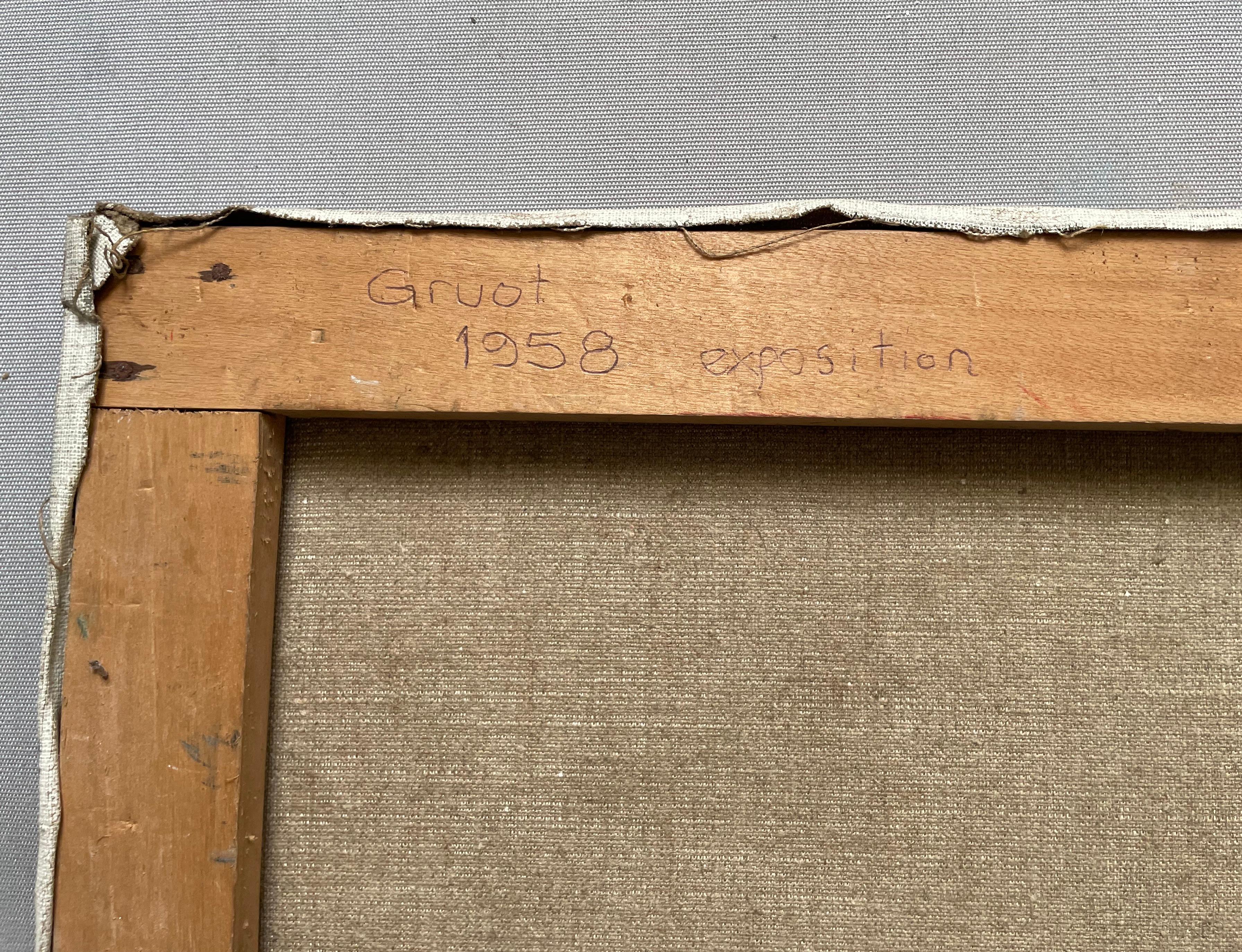 Abstraktion, Öl auf Leinwand Gegensigniert Gruot Und Datiert 1958 im Angebot 4