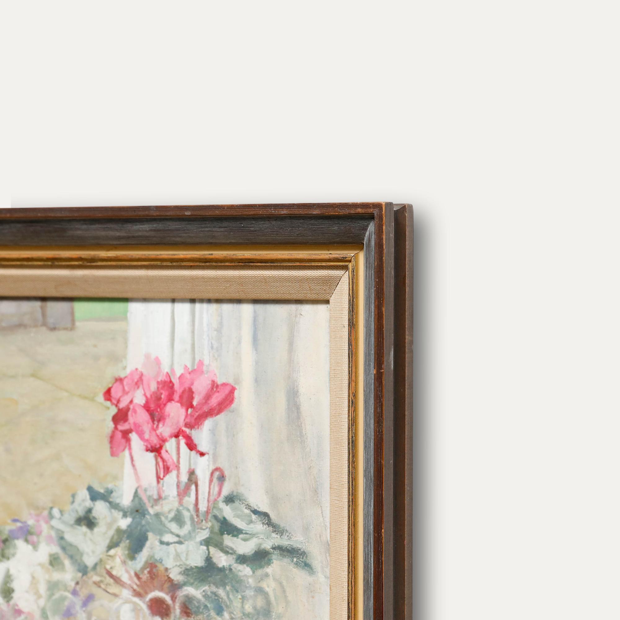 A.C - 20th Century Oil, Study of a Cyclamen For Sale 1