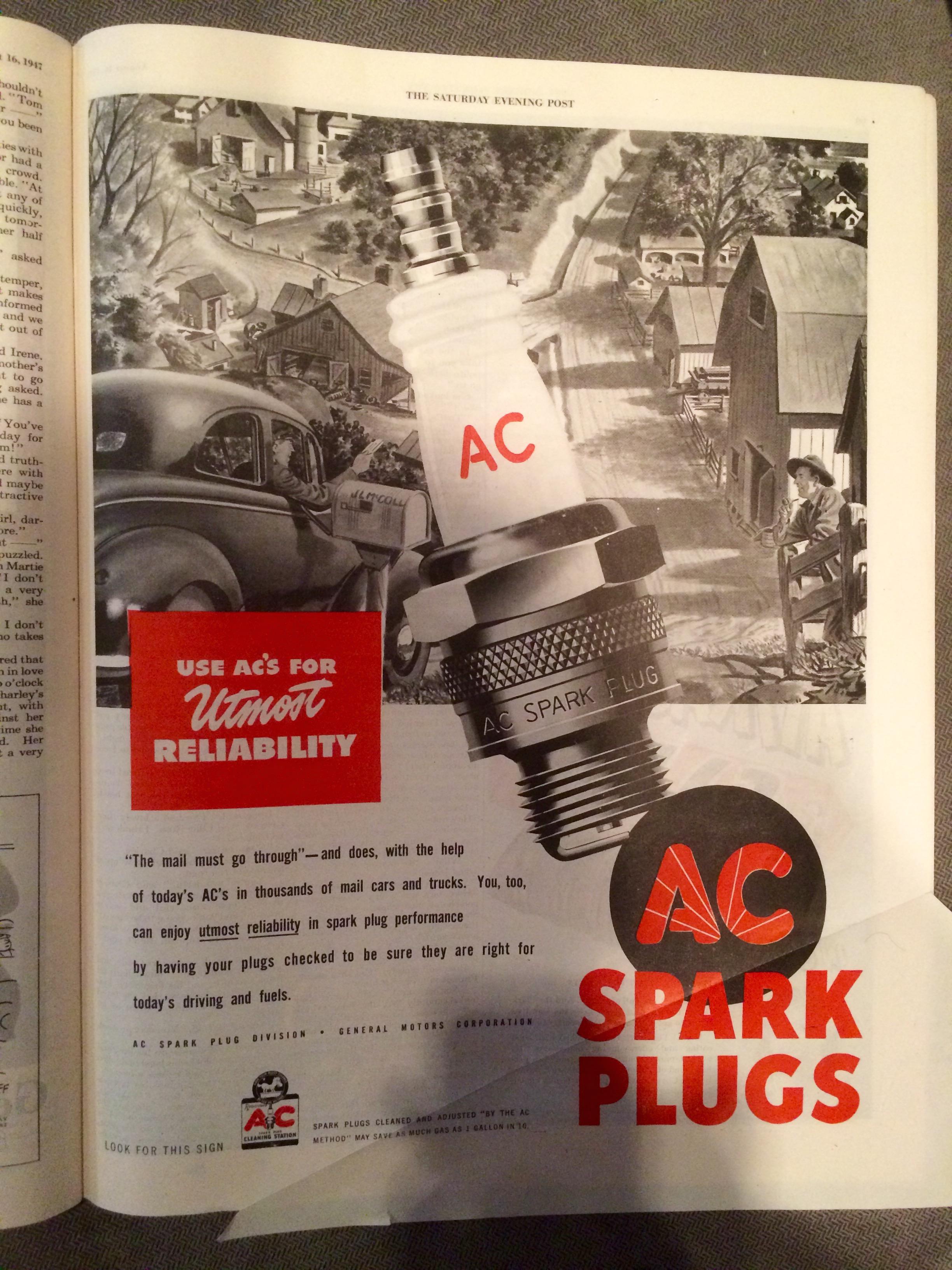 AC Spark Plugs Advertisement, Saturday Evening Post - Brown Figurative Painting by Unknown