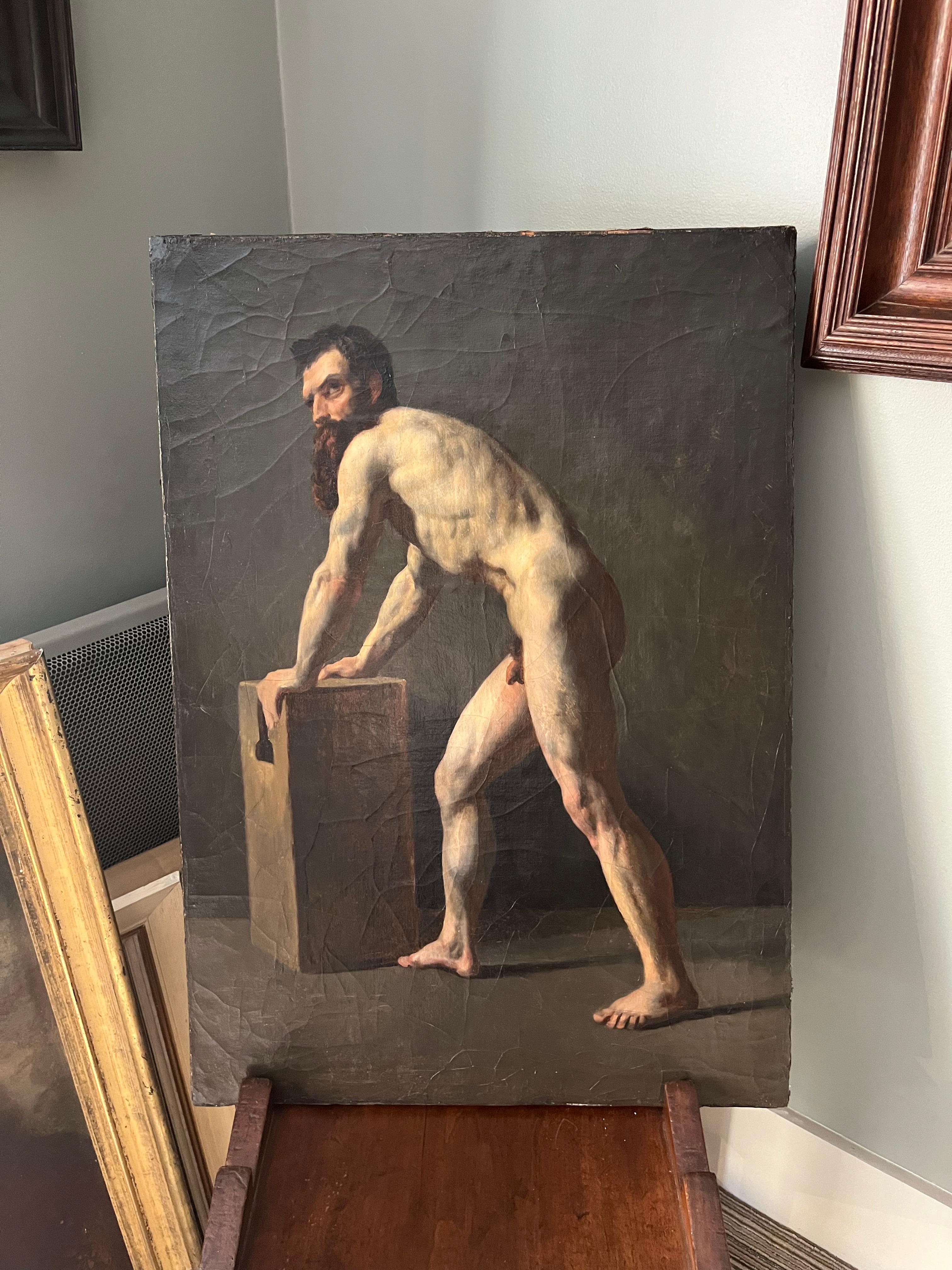 Studio di Acadamia - Uomo nudo - Painting Accademia di Unknown