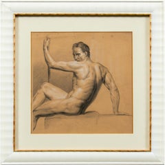 Vintage Academic nudes painter - 19th century figure drawing - Pencil paper Italy