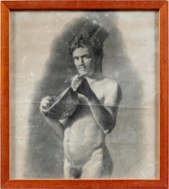 Antique Academic nudes painter - 20th century figure drawing - Pencil paper Italy