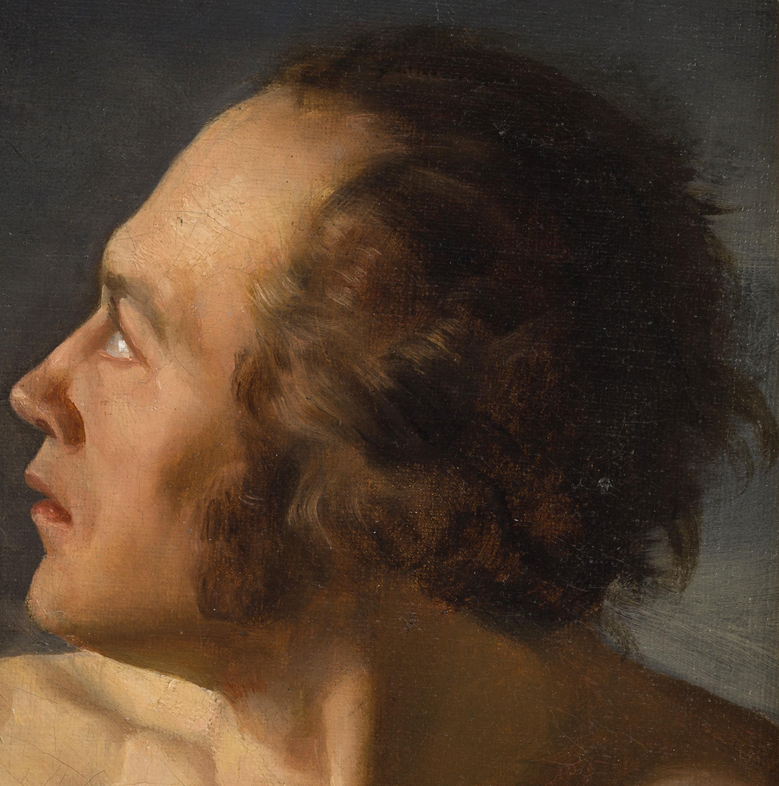 Academic Study (Head Study) - Old Masters Painting by Unknown