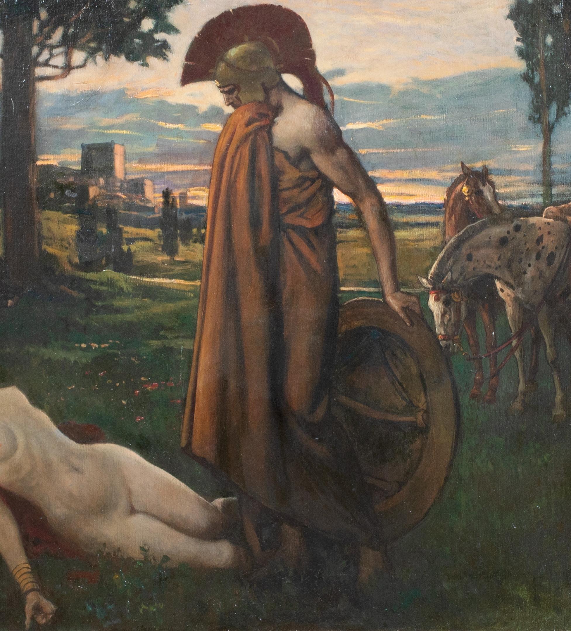 Achilles und Penthesilea, Königin der Amazonas, 19. Jahrhundert (Schwarz), Landscape Painting, von Unknown