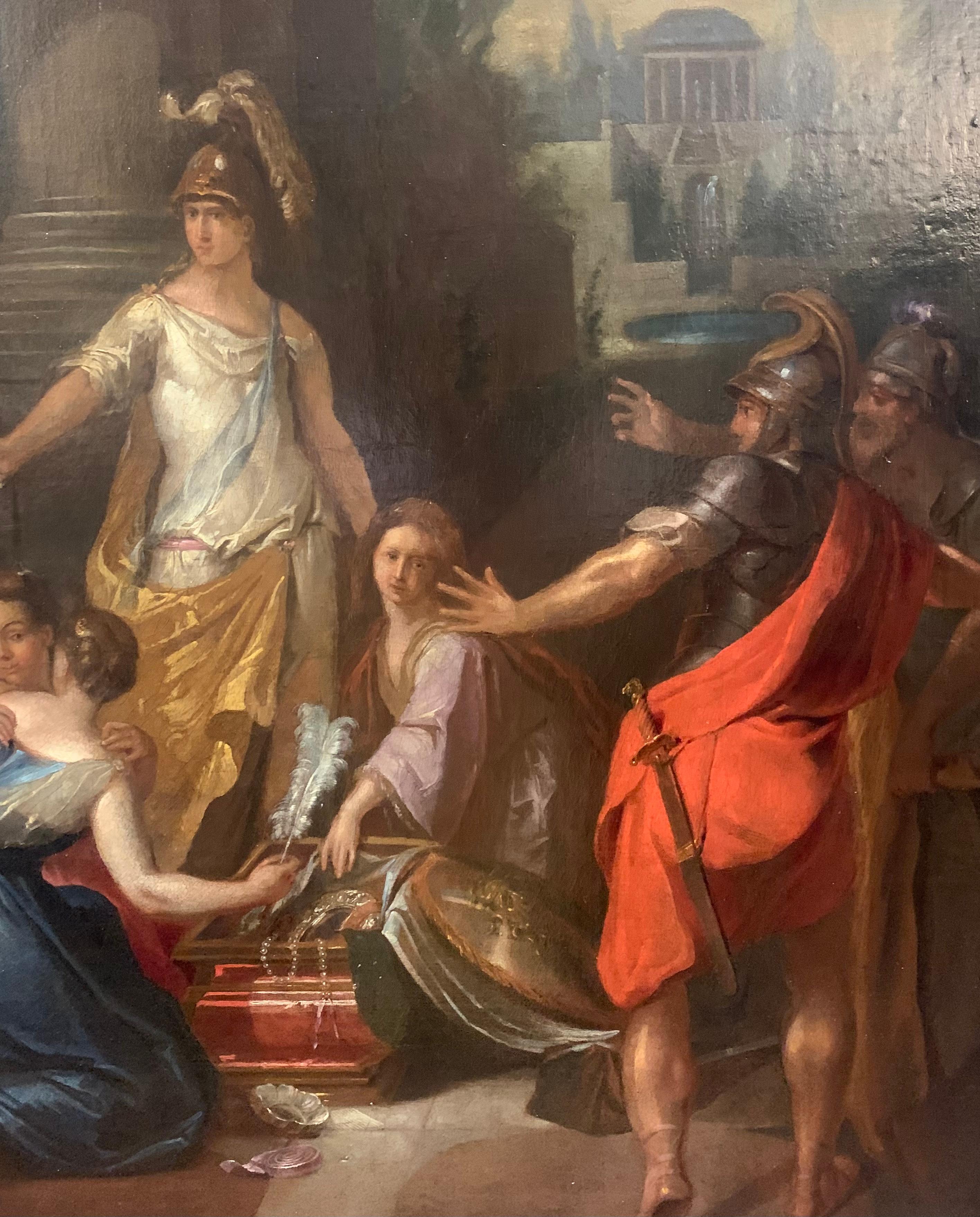 Achilles in the guise of a woman discovered by Ulysses. Dutch school, circa 1720 - Painting by Unknown