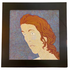 Acrylic Modern Textured Portrait On a Blue Background