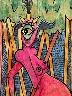 Acrylic on Board Painting signed L. Chief