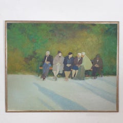 Acrylic on Canvas Painting of a Park Scene