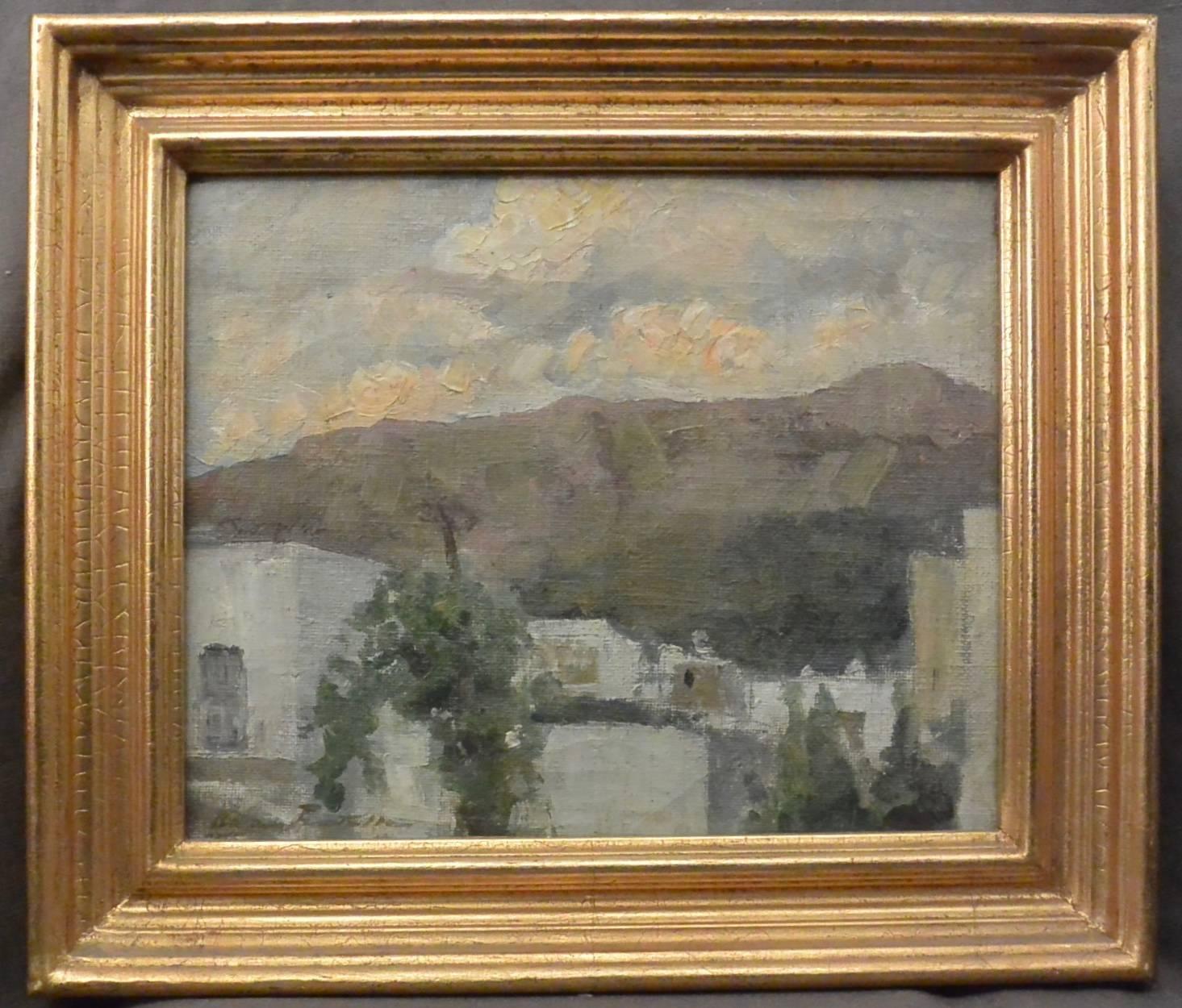 Ada Pratella (1901-1929) Case a Capri, olio su tela in cornice dorata, firmato in basso a sinistra. Italia, 1920 circa
Dimensioni: 17