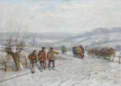 Adolf Rheinert (1879-1958) - Mid 20th Century Oil, Returning Home from the Hunt
