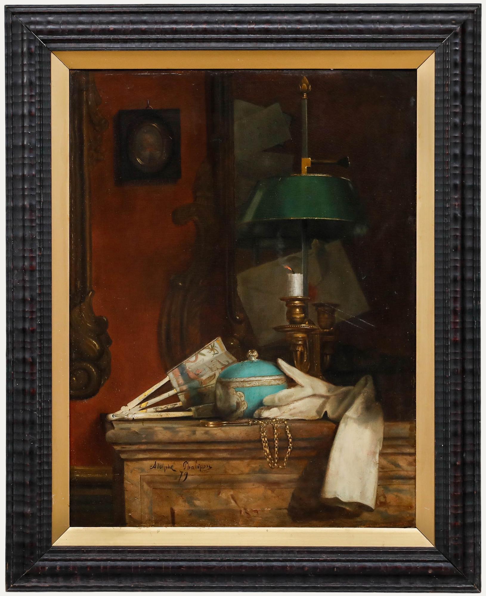 Adolphe Phalipon - Gerahmtes Öl von 1879, Die erloschene Kerze