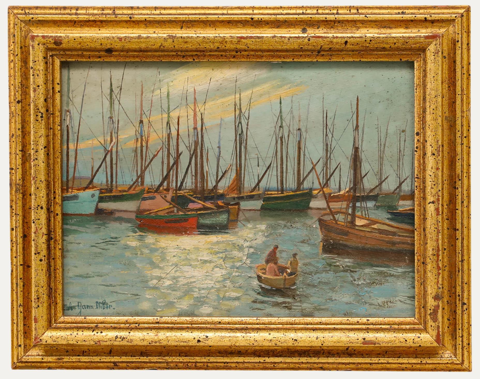 Adolphe Yann Nibor (1857-1947) - Ölgemälde des frühen 20. Jahrhunderts, Les Voiliers au Port