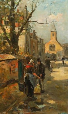 Adriaan la Rivière (1857-1941) - Dutch School Oil, The Encounter