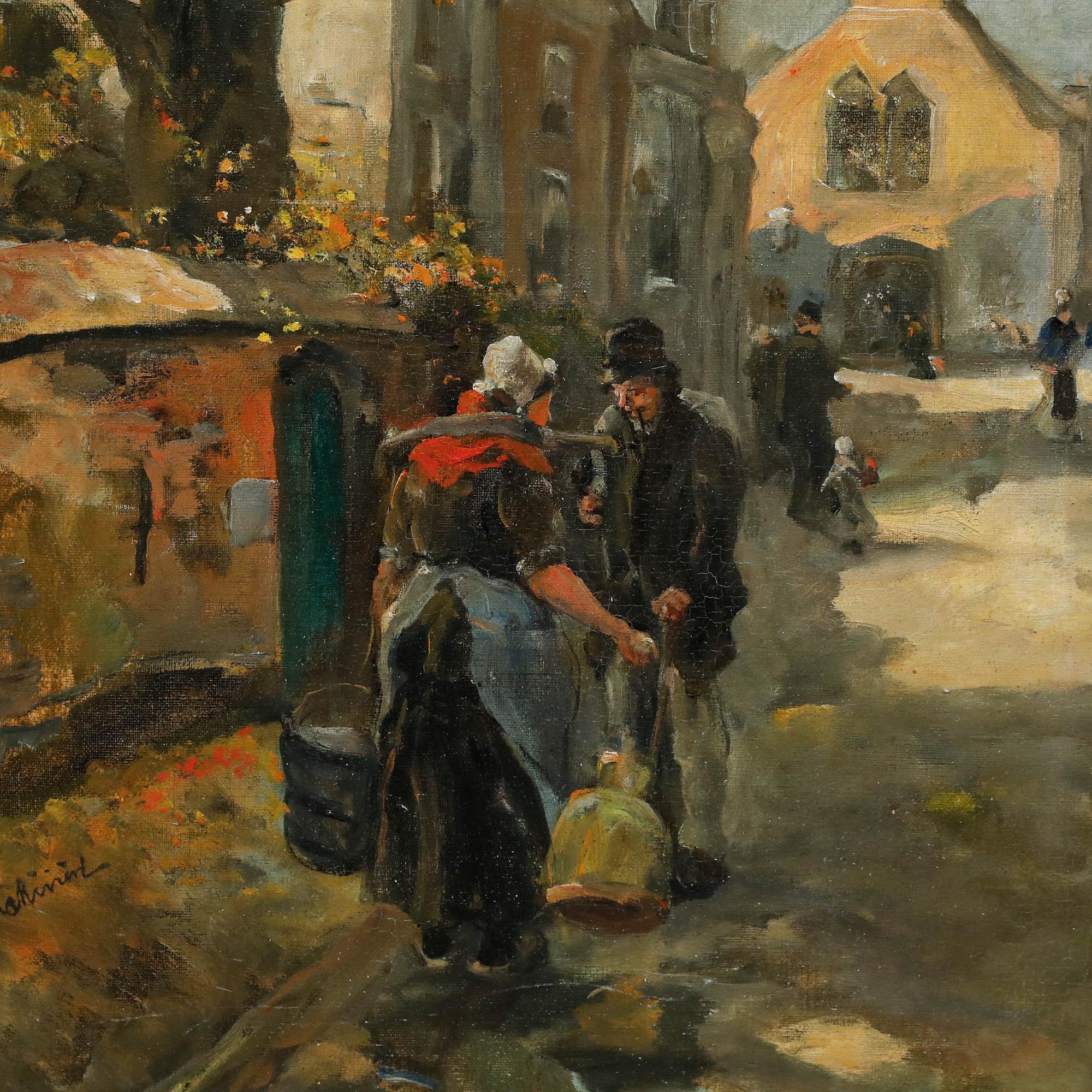 Adriaan la Rivière (1857-1941) - Olio di scuola olandese, L'incontro in vendita 1