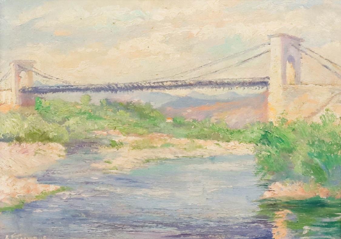 Adrienne Feremans-Warzee (1888-1965) - Huile encadrée, Marc Seguin Footbridge - Painting de Unknown