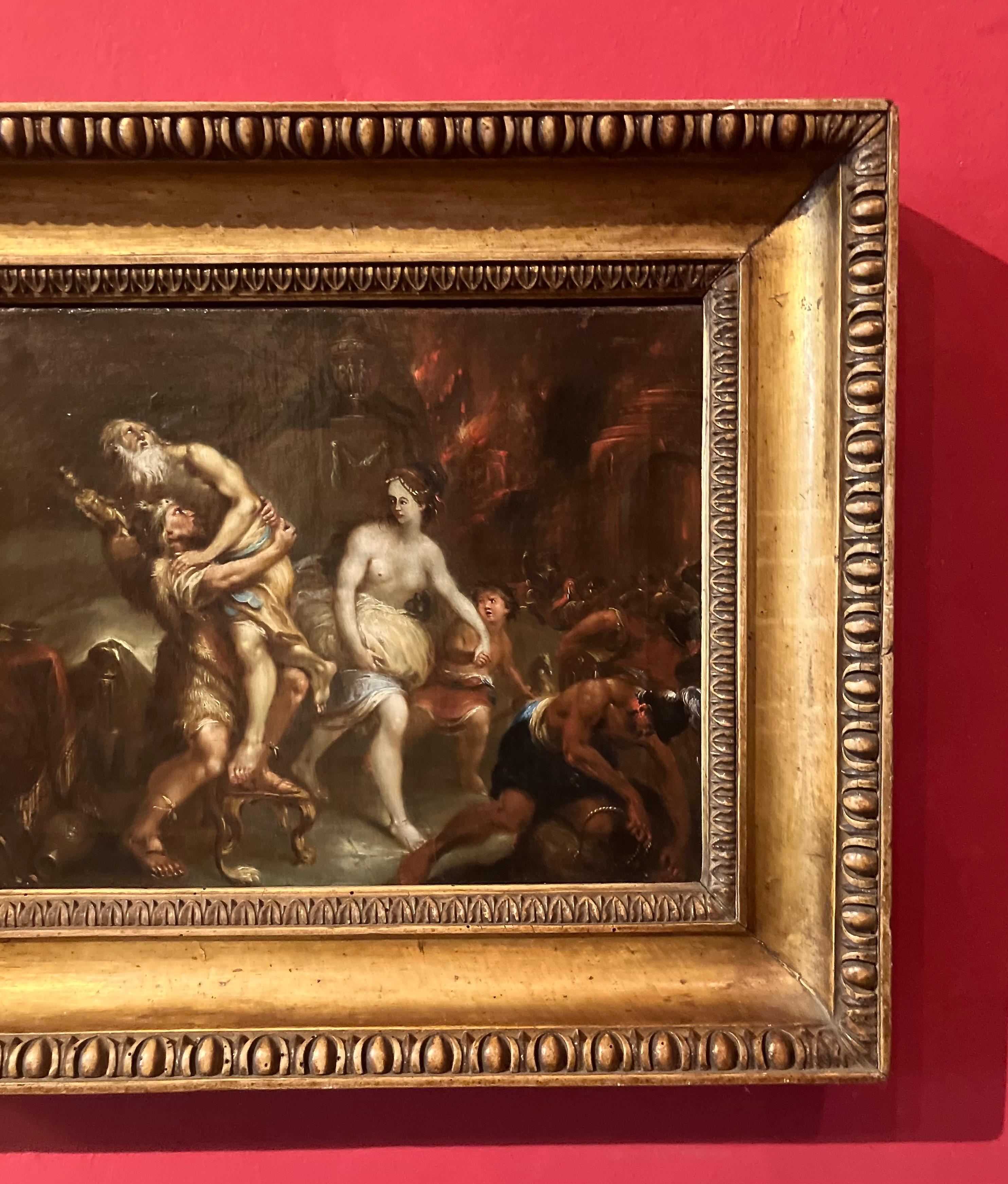 Enea in fuga dall'incendio di Troia, dipinto olio su tela fiammingo del XVII secolo in vendita 3