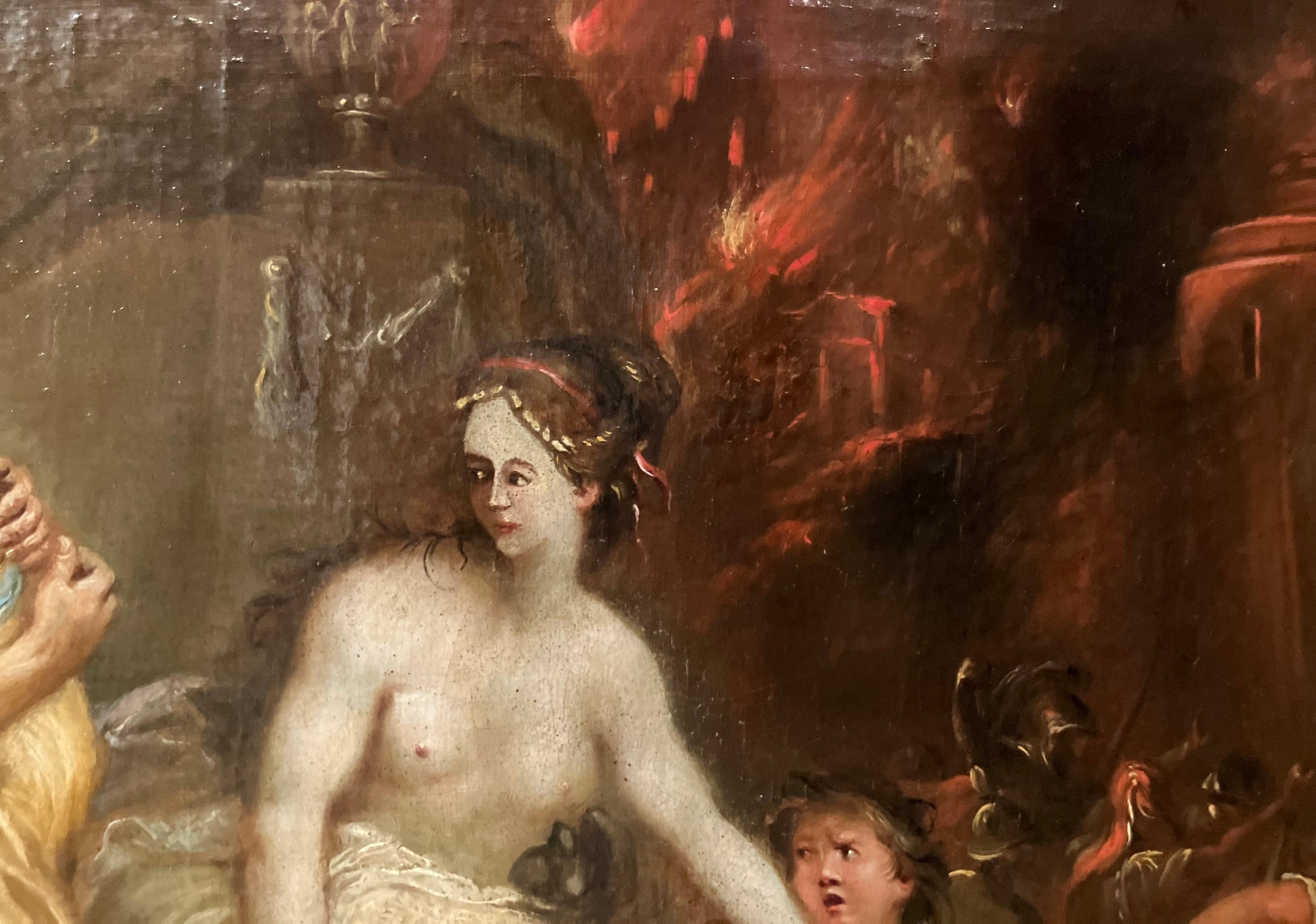 Enea in fuga dall'incendio di Troia, dipinto olio su tela fiammingo del XVII secolo in vendita 4