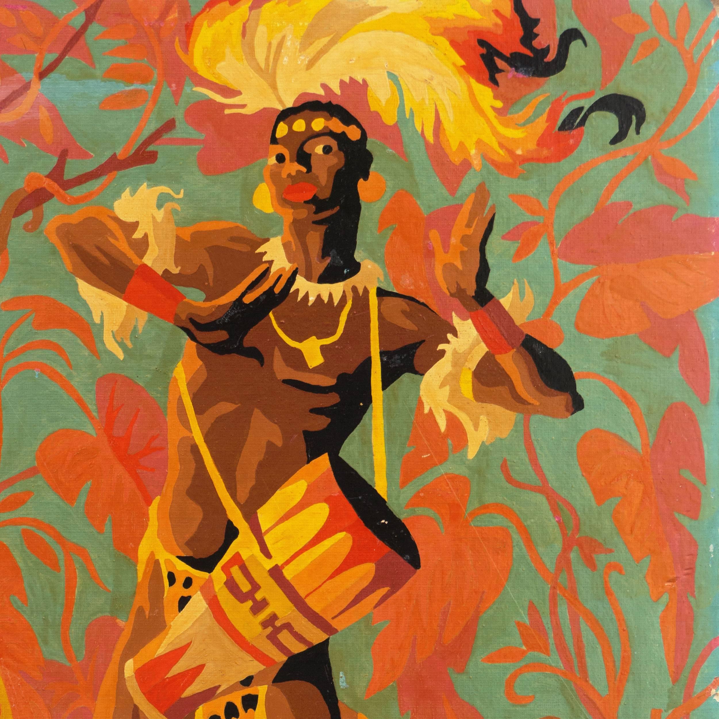 Paint by Numbers, 'African Drummer' - Painting by Unknown