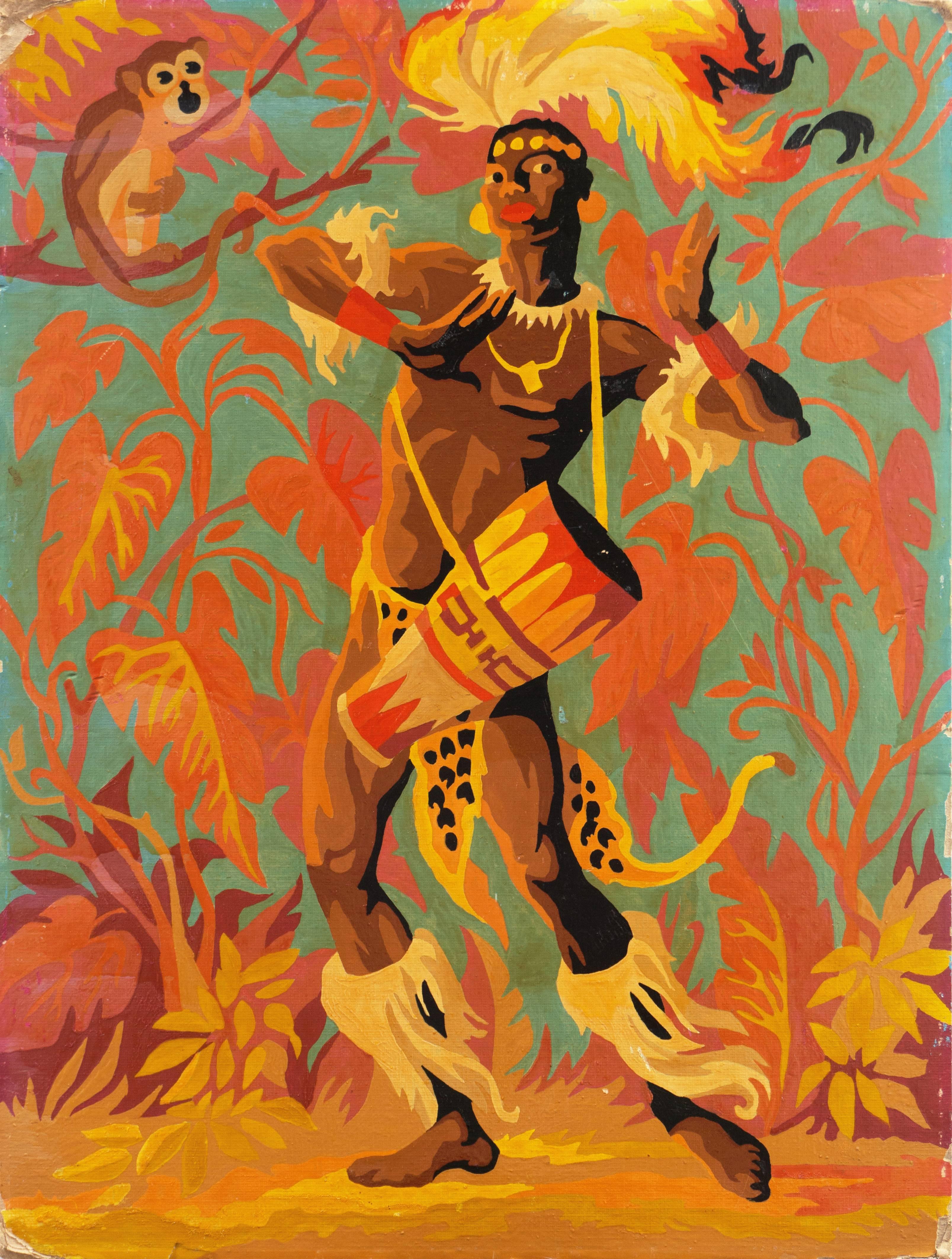 Unknown Figurative Painting - Paint by Numbers, 'African Drummer'