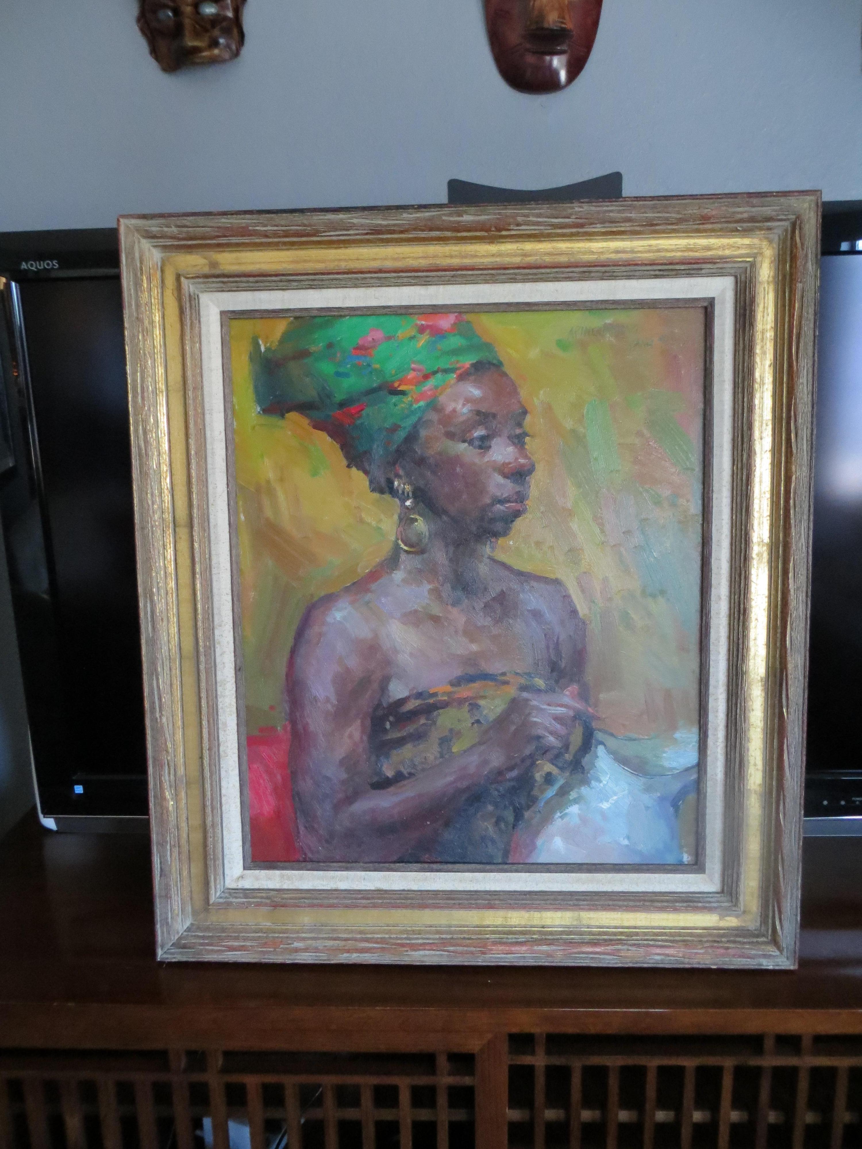 African Girl Portrait  by Apinchapong Yang  - Painting by Unknown