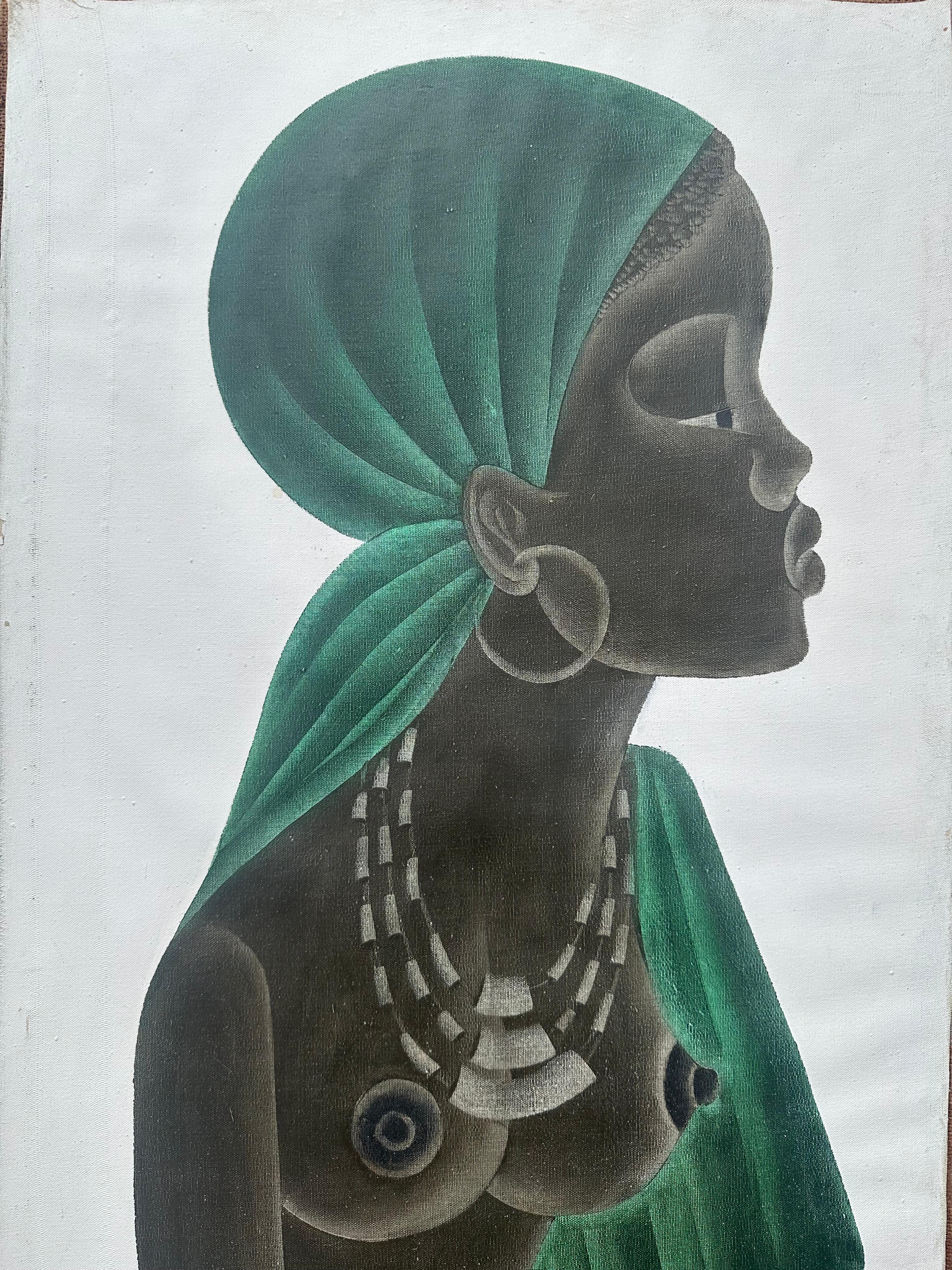 Afrikanische Frau, Porträt – Painting von Unknown