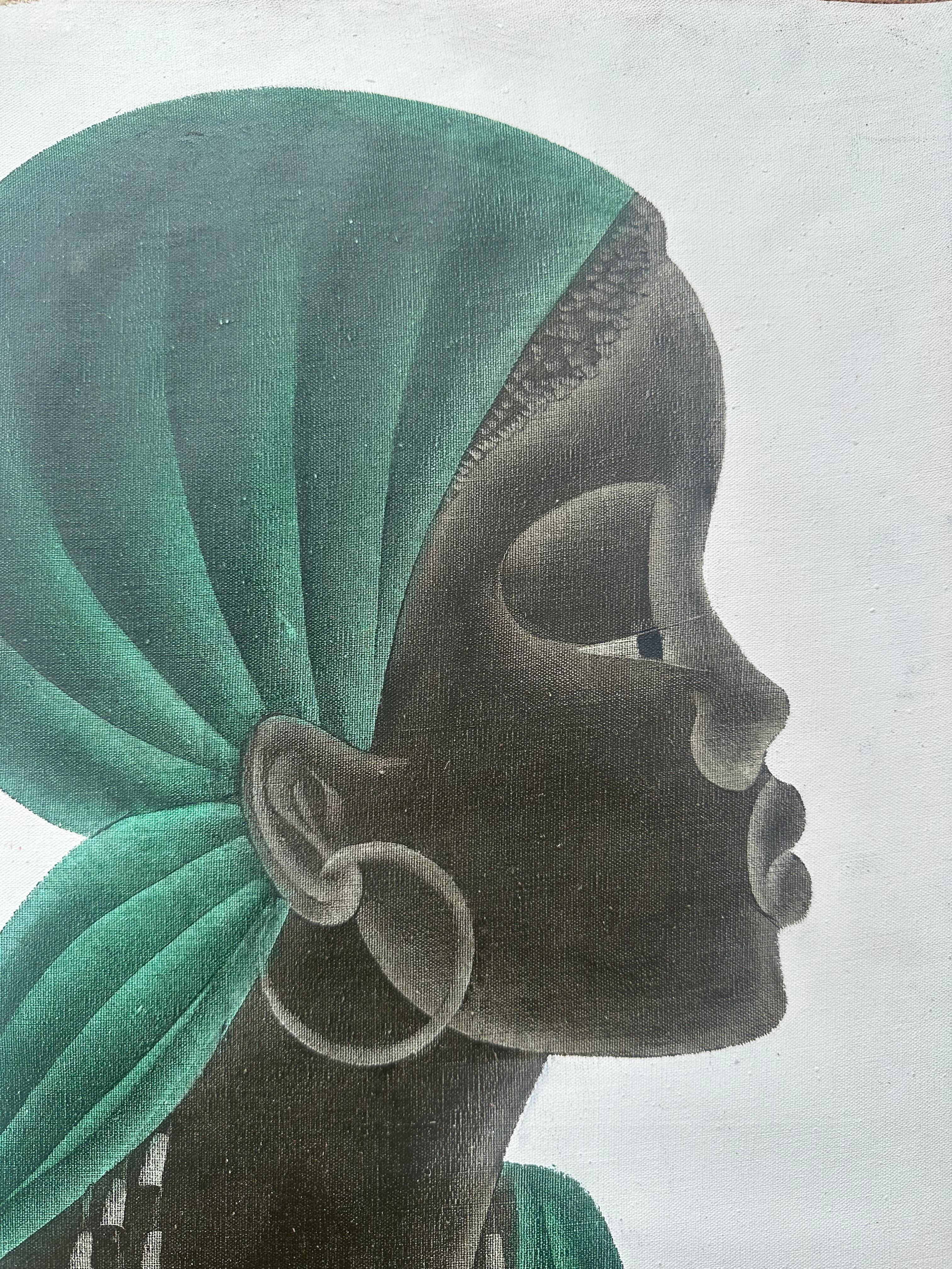 Afrikanische Frau, Porträt (Schwarz), Figurative Painting, von Unknown
