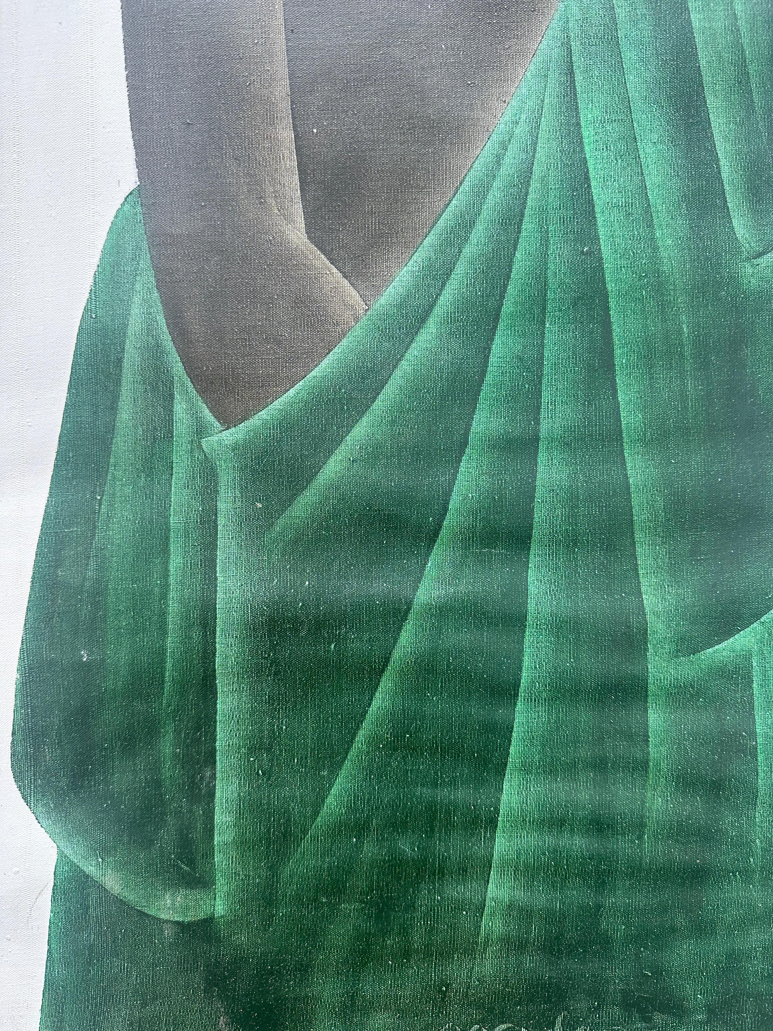Schönes Gemälde in Öl auf Leinwand von 1976, das eine afrikanische Frau in einheimischer Kleidung zeigt. Öl auf Leinwand, 14 x 34 cm, signiert und datiert unten rechts.

Die Platte ist ungespannt und wird mit einer Masonitunterlage für die Rahmung