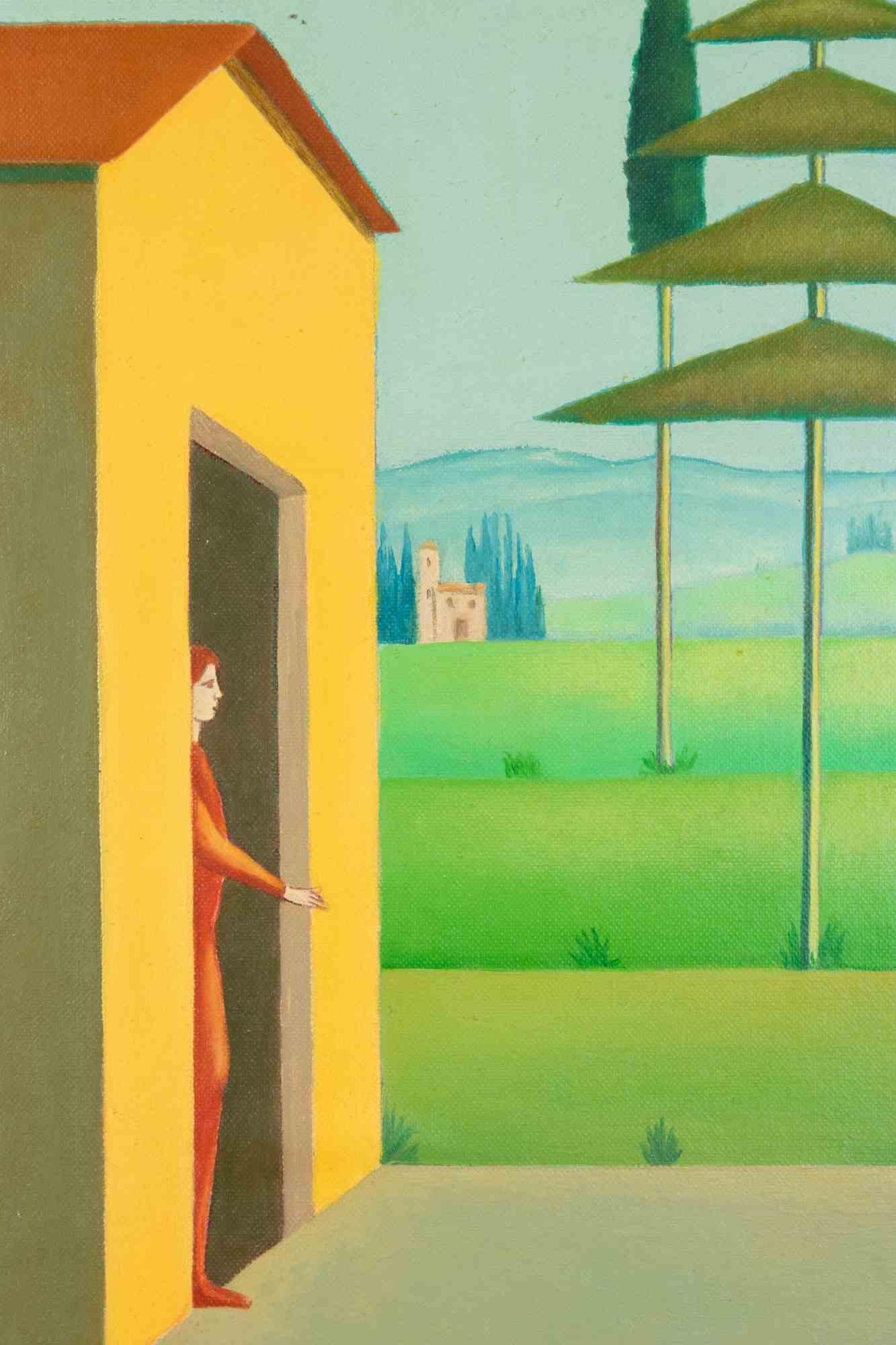Nach einer kleinen Weile kam Maria heraus - Ölgemälde - 1990s – Painting von Unknown
