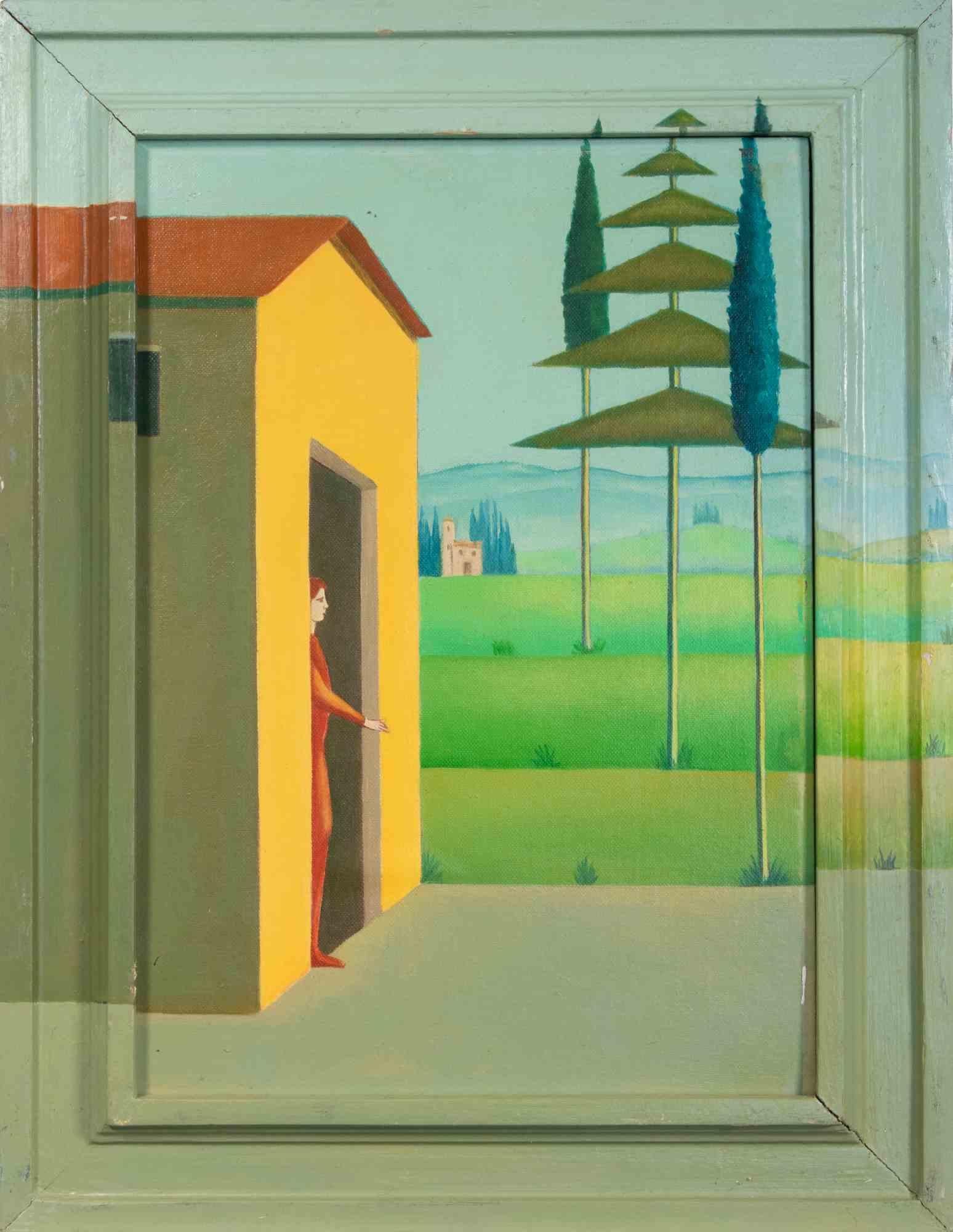 Après un certain temps, Maria est sortie - Peinture à l'huile - 1990