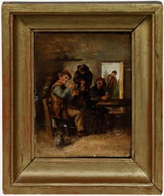 After Adriaen Brouwer - 19th Century Oil, Smoking Scene (The Sense of Taste)