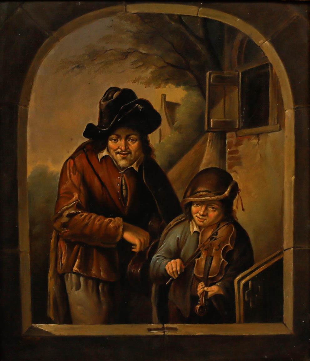 D'après Adriaen van Ostade (1610-1685) - Huile encadrée du XIXe siècle, Les musiciens - Painting de Unknown